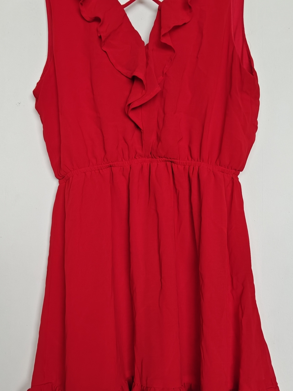 Red Ruffle Sleeveless Romper